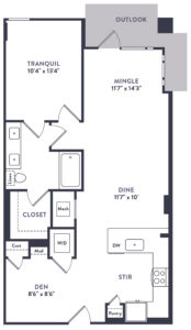 A7 One-Bedroom Floor Plan - Elevate Your Lifestyle at Alexan Riverside