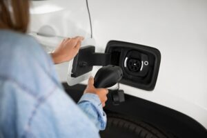 Experience Hassle-Free Living - close up on electric car charging