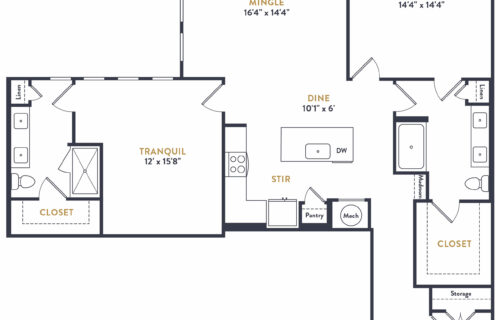 Austin's B12 Luxury Apartment - two-bedroom luxury apartment floor plan