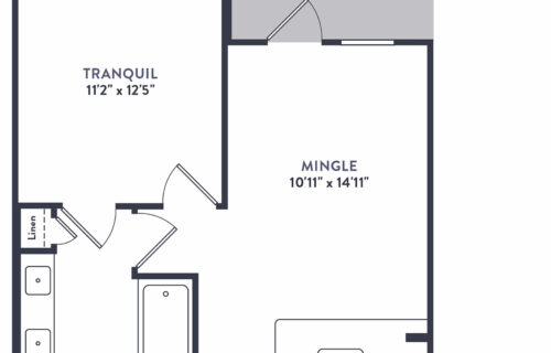New Beginnings at Alexan Riverside - one-bedroom apartment floor plan