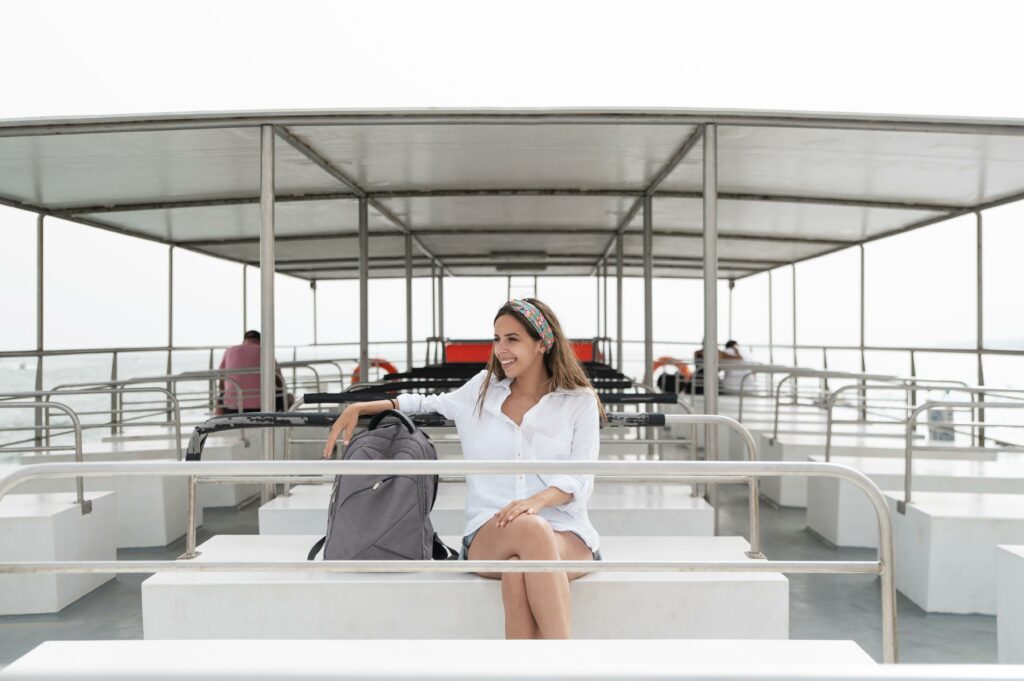 Explore Austin by Boat - A young woman traveling in a boat