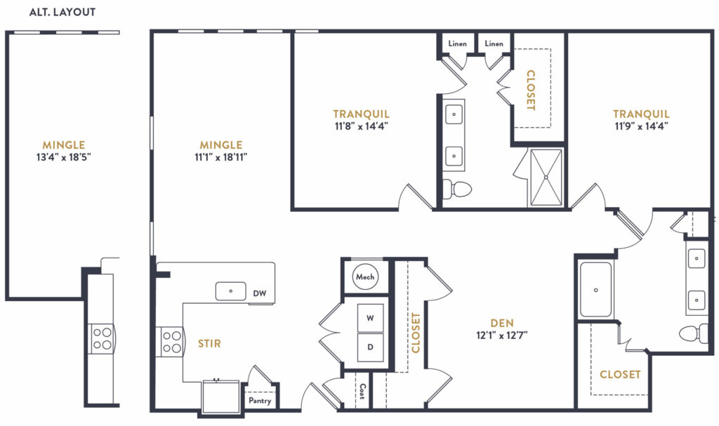 Room to Spread Out - Alexan Riverside two-bedroom luxury floor plan